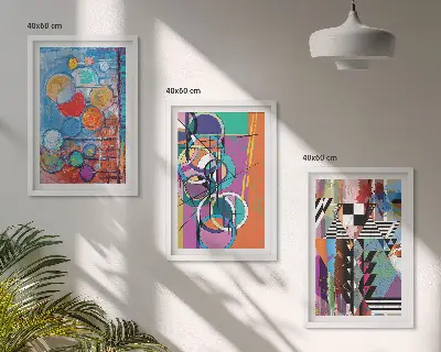 Wanddecoratieset met schilderijen kleurrijke abstracte geometrische cirkels