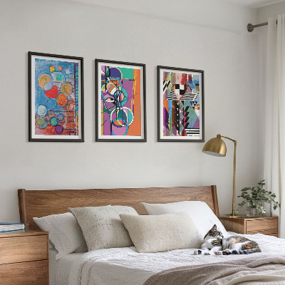 Wanddecoratie set schilderijen Kolorowe abstrakcje okręgi geometria