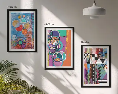 Wanddecoratieset met schilderijen kleurrijke abstracte geometrische cirkels