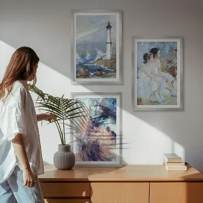 Fotowand met abstracte vuurtoren en dansers