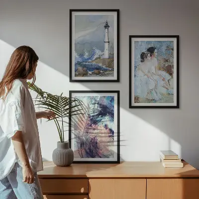 Fotowand met abstracte vuurtoren en dansers