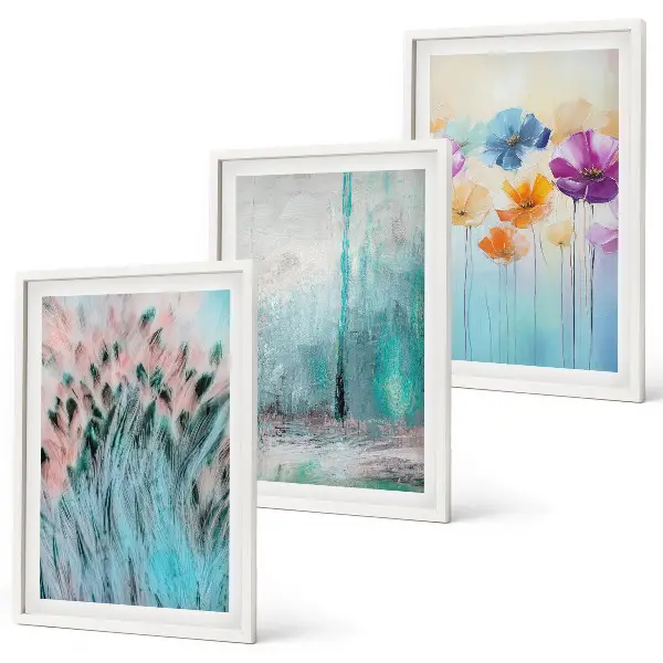 Fotowand pastelkleurige bloemen met een patroon