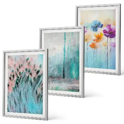 Fotowand pastelkleurige bloemen met een patroon