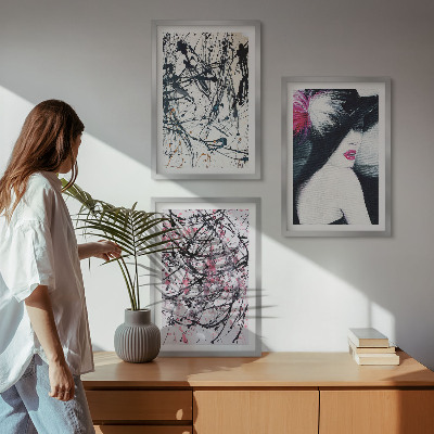 Wanddecoratie set schilderijen Abstrakcyjne wzory farb kapelusz