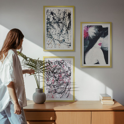 Wanddecoratie set schilderijen Abstrakcyjne wzory farb kapelusz
