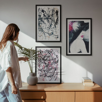 Wanddecoratie set schilderijen Abstrakcyjne wzory farb kapelusz