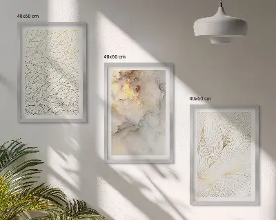 Fotowand met abstracte marmermotieven en bladeren