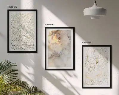 Fotowand met abstracte marmermotieven en bladeren