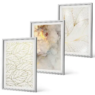 Fotowand met abstracte marmermotieven en bladeren