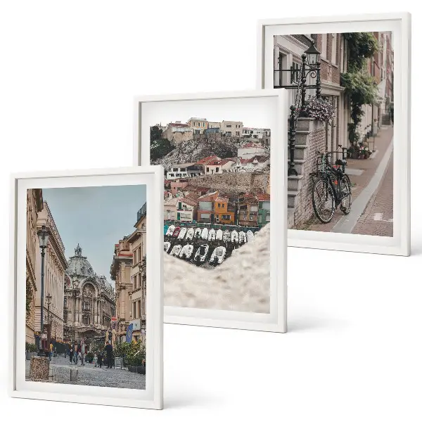 Wanddecoratieset schilderijen charmante straatjes in een havenstad