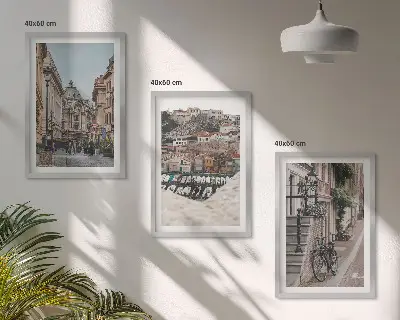 Wanddecoratieset schilderijen charmante straatjes in een havenstad