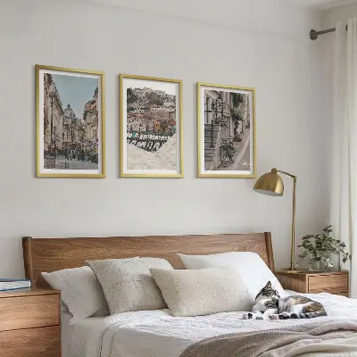 Wanddecoratieset schilderijen charmante straatjes in een havenstad