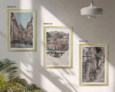 Wanddecoratieset schilderijen charmante straatjes in een havenstad