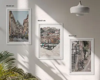 Wanddecoratieset schilderijen charmante straatjes in een havenstad