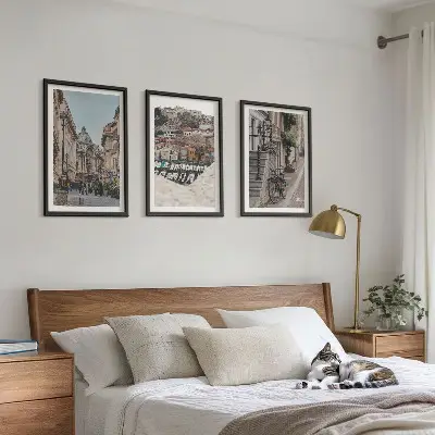 Wanddecoratieset schilderijen charmante straatjes in een havenstad