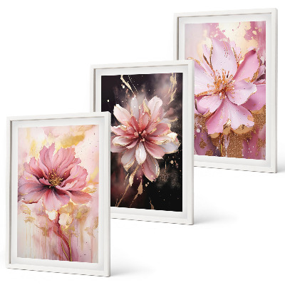 Wanddecoratie set schilderijen Kwiatowe kompozycje róż i biel