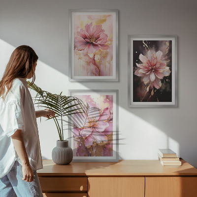 Wanddecoratie set schilderijen Kwiatowe kompozycje róż i biel