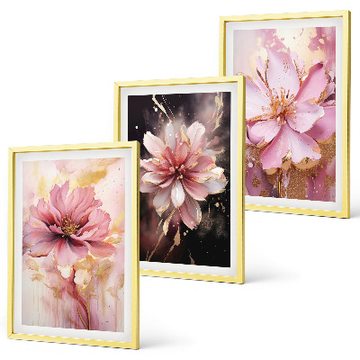 Wanddecoratie set schilderijen Kwiatowe kompozycje róż i biel