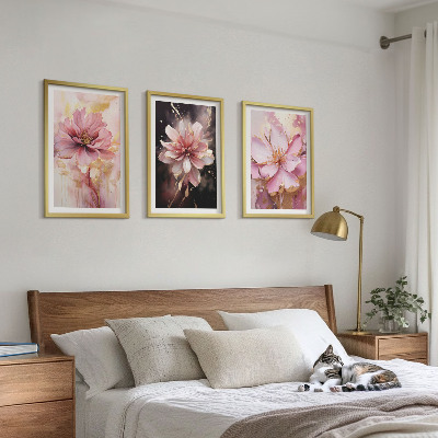 Wanddecoratie set schilderijen Kwiatowe kompozycje róż i biel