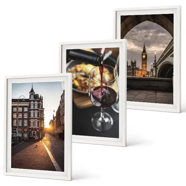 Wanddecoratieset schilderijen stadsgezicht met eten in Londen