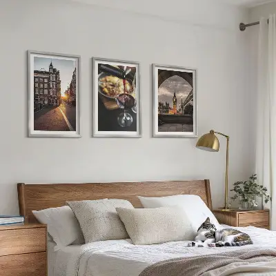 Wanddecoratieset schilderijen stadsgezicht met eten in Londen
