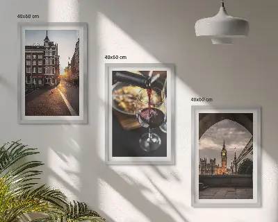 Wanddecoratieset schilderijen stadsgezicht met eten in Londen