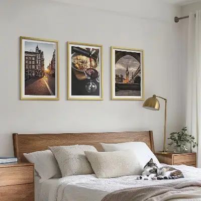 Wanddecoratieset schilderijen stadsgezicht met eten in Londen