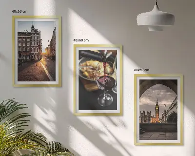 Wanddecoratieset schilderijen stadsgezicht met eten in Londen