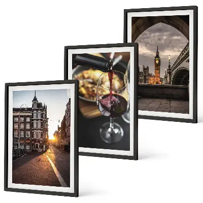 Wanddecoratieset schilderijen stadsgezicht met eten in Londen