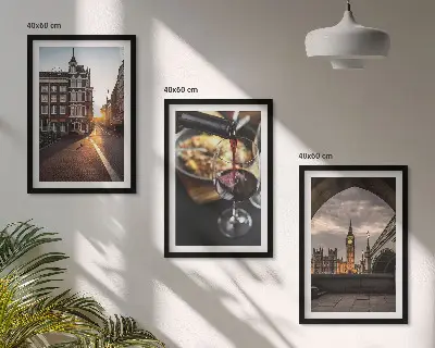 Wanddecoratieset schilderijen stadsgezicht met eten in Londen