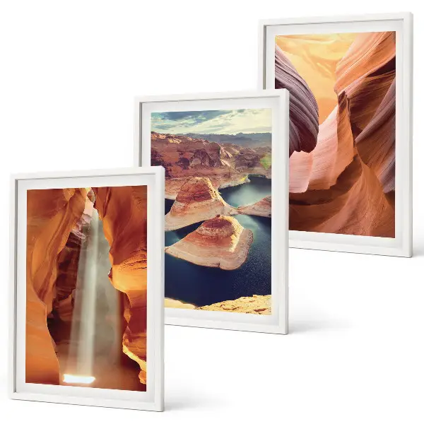 Wanddecoratie set schilderijen waterval in een ravijn
