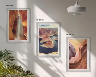 Wanddecoratie set schilderijen waterval in een ravijn
