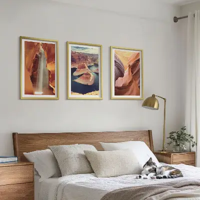 Wanddecoratie set schilderijen waterval in een ravijn