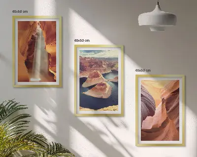 Wanddecoratie set schilderijen waterval in een ravijn