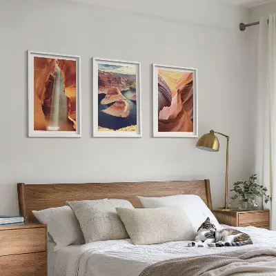 Wanddecoratie set schilderijen waterval in een ravijn