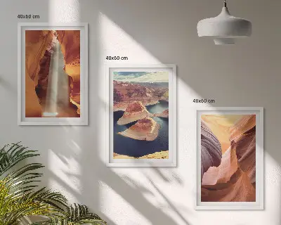 Wanddecoratie set schilderijen waterval in een ravijn