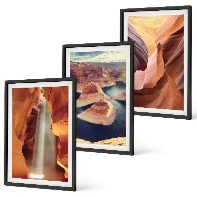 Wanddecoratie set schilderijen waterval in een ravijn