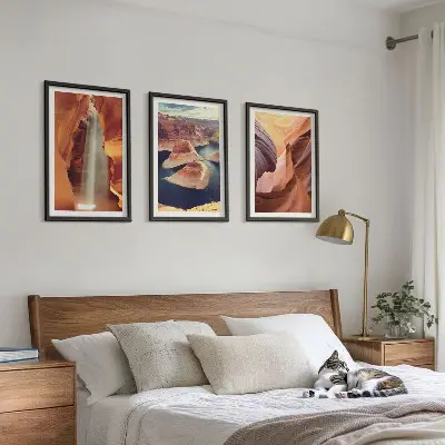 Wanddecoratie set schilderijen waterval in een ravijn