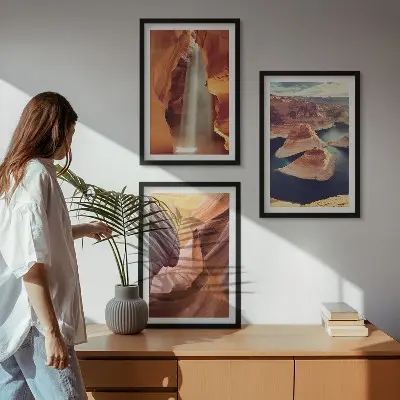 Wanddecoratie set schilderijen waterval in een ravijn
