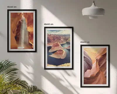 Wanddecoratie set schilderijen waterval in een ravijn