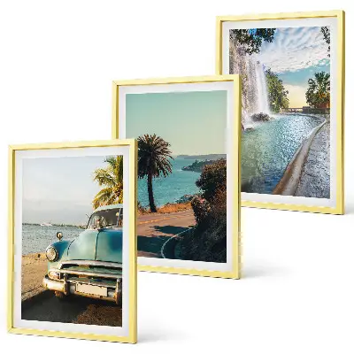 Wanddecoratie set schilderijen met vakantiepalmen en waterval