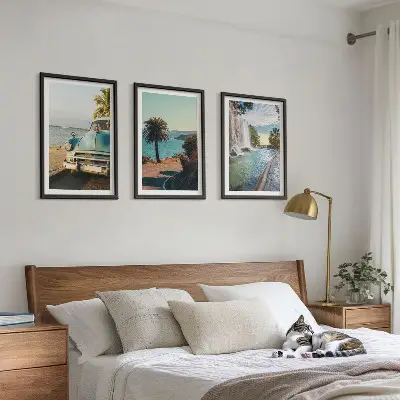 Wanddecoratie set schilderijen met vakantiepalmen en waterval