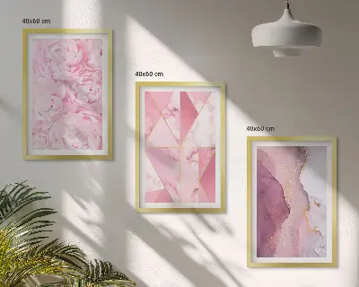 Fotowand met geometrische roze pioenrozen