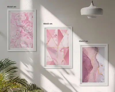 Fotowand met geometrische roze pioenrozen