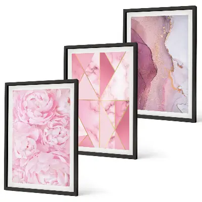 Fotowand met geometrische roze pioenrozen