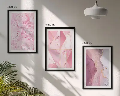 Fotowand met geometrische roze pioenrozen