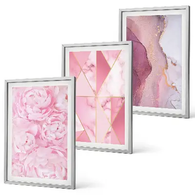 Fotowand met geometrische roze pioenrozen