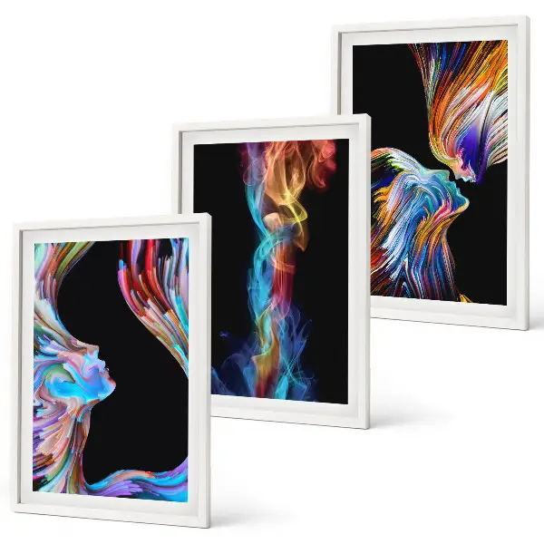 Wanddecoratieset met schilderijen abstracte kleurrijke gezichten