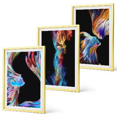 Wanddecoratieset met schilderijen abstracte kleurrijke gezichten
