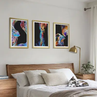 Wanddecoratieset met schilderijen abstracte kleurrijke gezichten